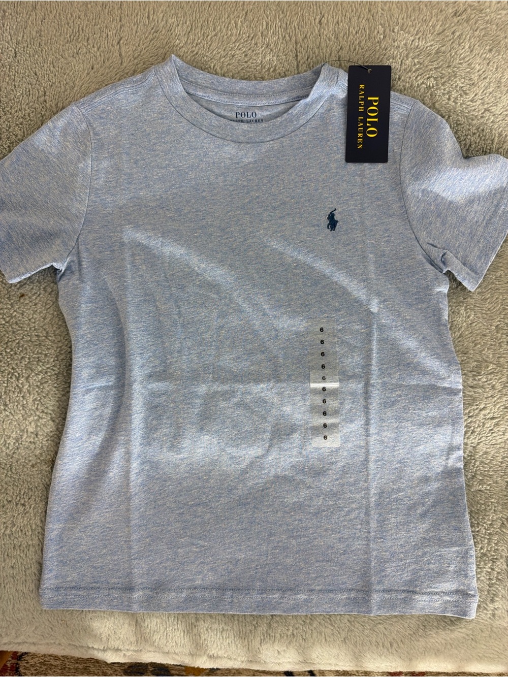 Polo by Ralph Lauren Heather Light Blue Crew Neck Tee with Navy Pony
